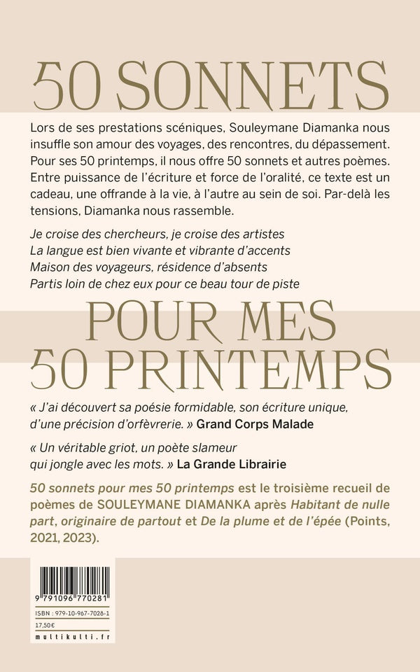 Back cover of 50 sonnets pour mes 50 printemps
