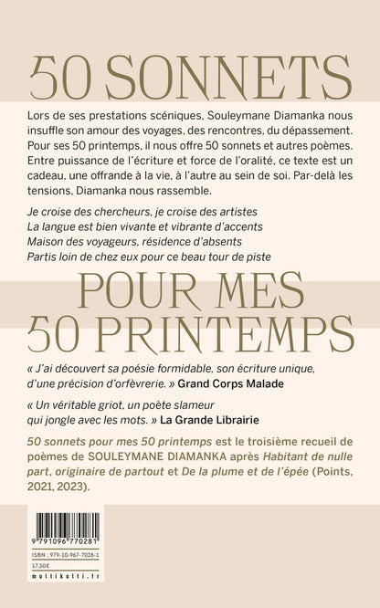 Back cover of 50 sonnets pour mes 50 printemps
