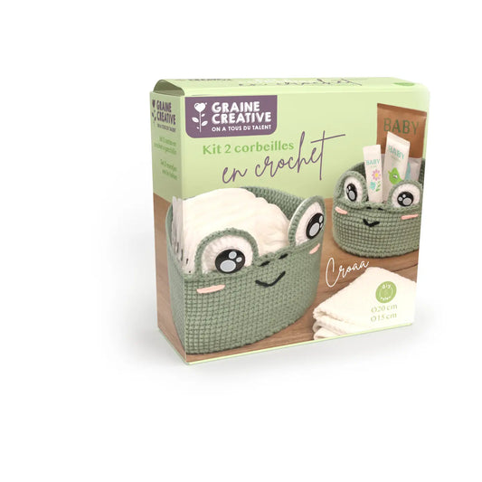 Kit 2 corbeilles diy au crochet grenouille